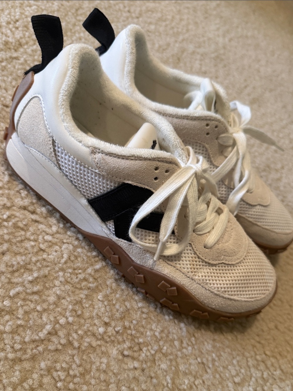 kate spade Kids White Mesh Sneakers with Black Accent and Gum Sole